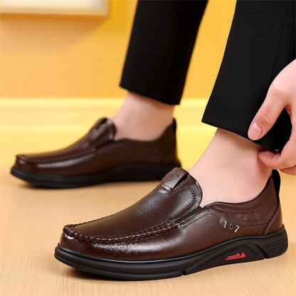 Mens Genuine Leather Soft Insole Anti-slip Casual Business Loafers-caipcmall