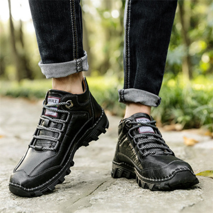 Men's Genuine Leather Boots Hand Stitched Comfort Shoes Large Size Retro Casual Boots.-caipcmall