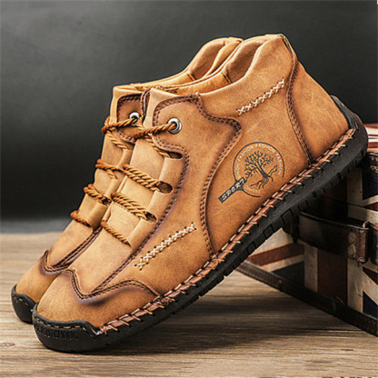 Men's Stylish Casual Comfy Soft Sole waterproof non-slip Leather Ankle Boots-caipcmall