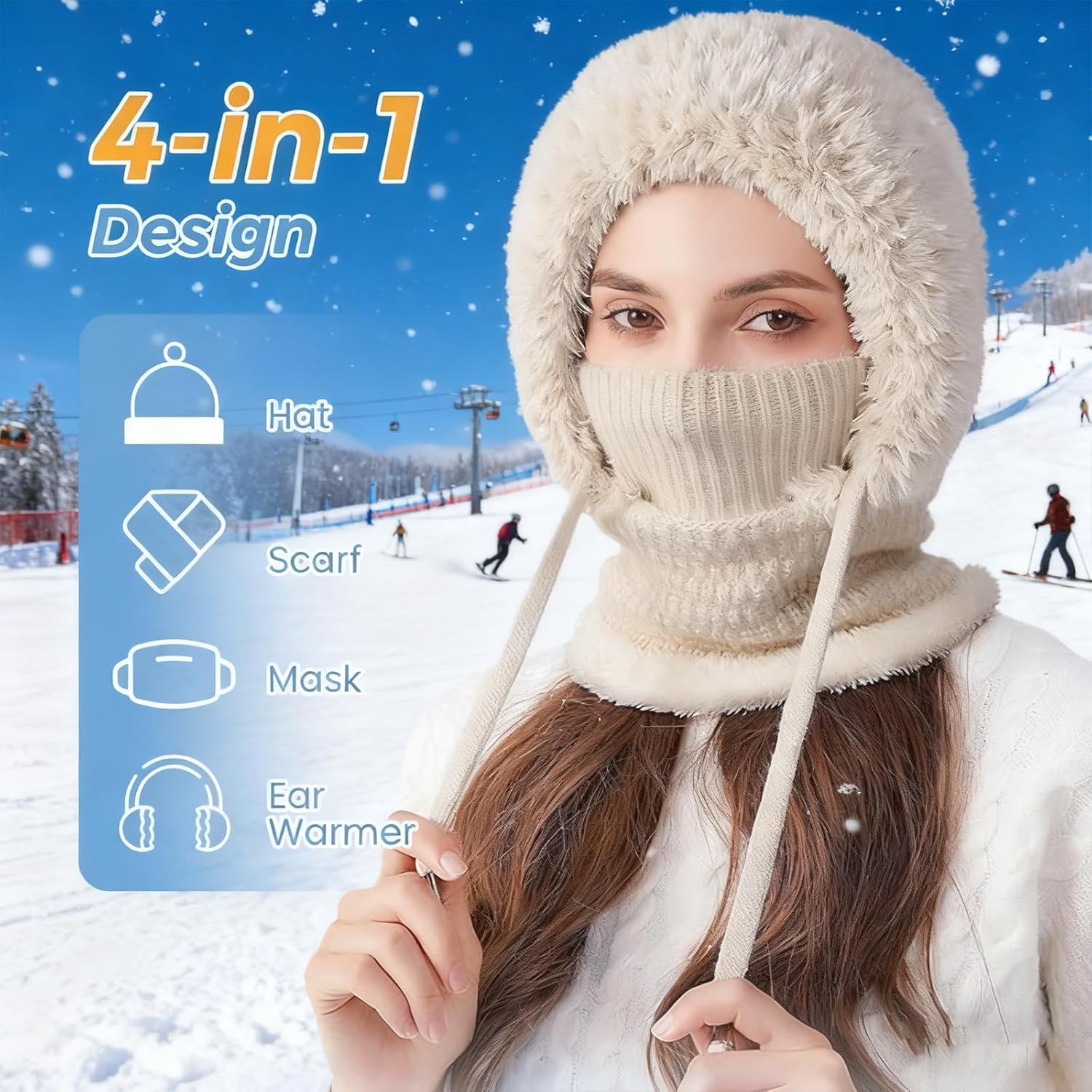 3 in 1 Beanie Hat with Scarf and Mask