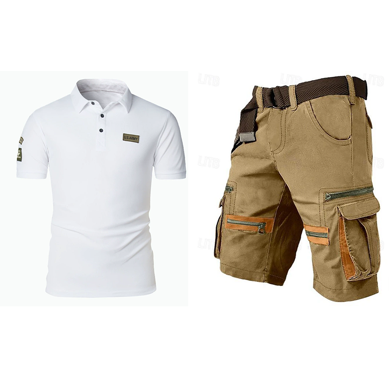 Men's outdoor multi-pocket short work suit