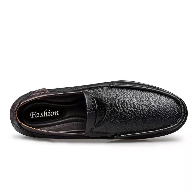 Mens Genuine Leather Non-Slip Soft Sole Casual Business Slip On Loafers