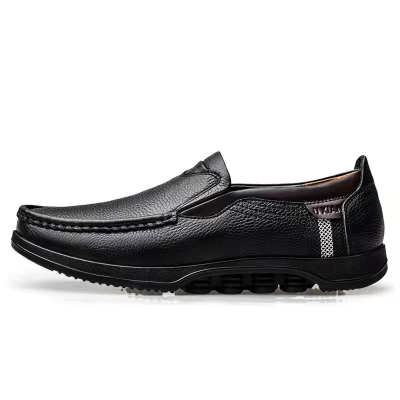Mens Genuine Leather Non-Slip Soft Sole Casual Business Slip On Loafers