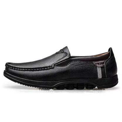 Mens Genuine Leather Non-Slip Soft Sole Casual Business Slip On Loafers