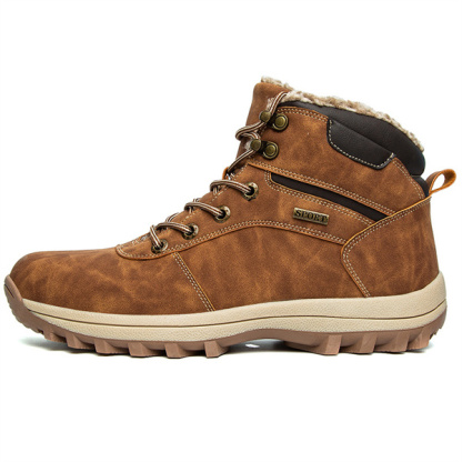 Mens Handmade Leather Mountaineering Outdoor Anti-ski Boots-caipcmall