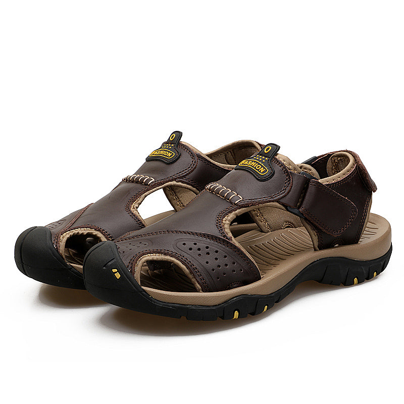 Men‘s Outdoor Casual Leather Beach Sandals-caipcmall