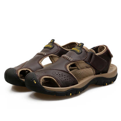 Men‘s Outdoor Casual Leather Beach Sandals-caipcmall