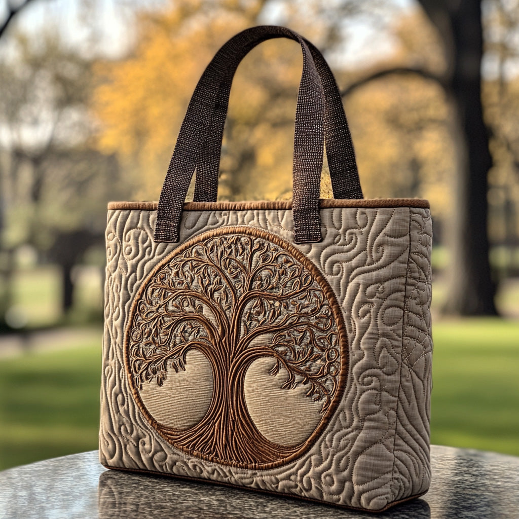 Circle of Roots Quilted Tote  Bag