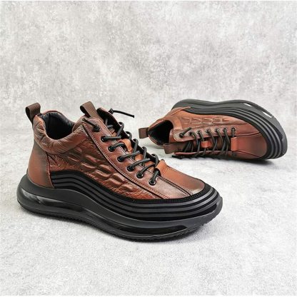 Men's Crocodile Print Height Lifting Non-Slip Casual Sneakers-caipcmall