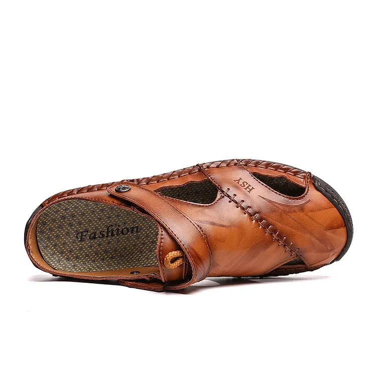 🔥On This Week Sale 70% OFF🔥Mens Casual Comfy Leather Slip On Sandals, Comfy Orthopedic Walking Shoes-caipcmall
