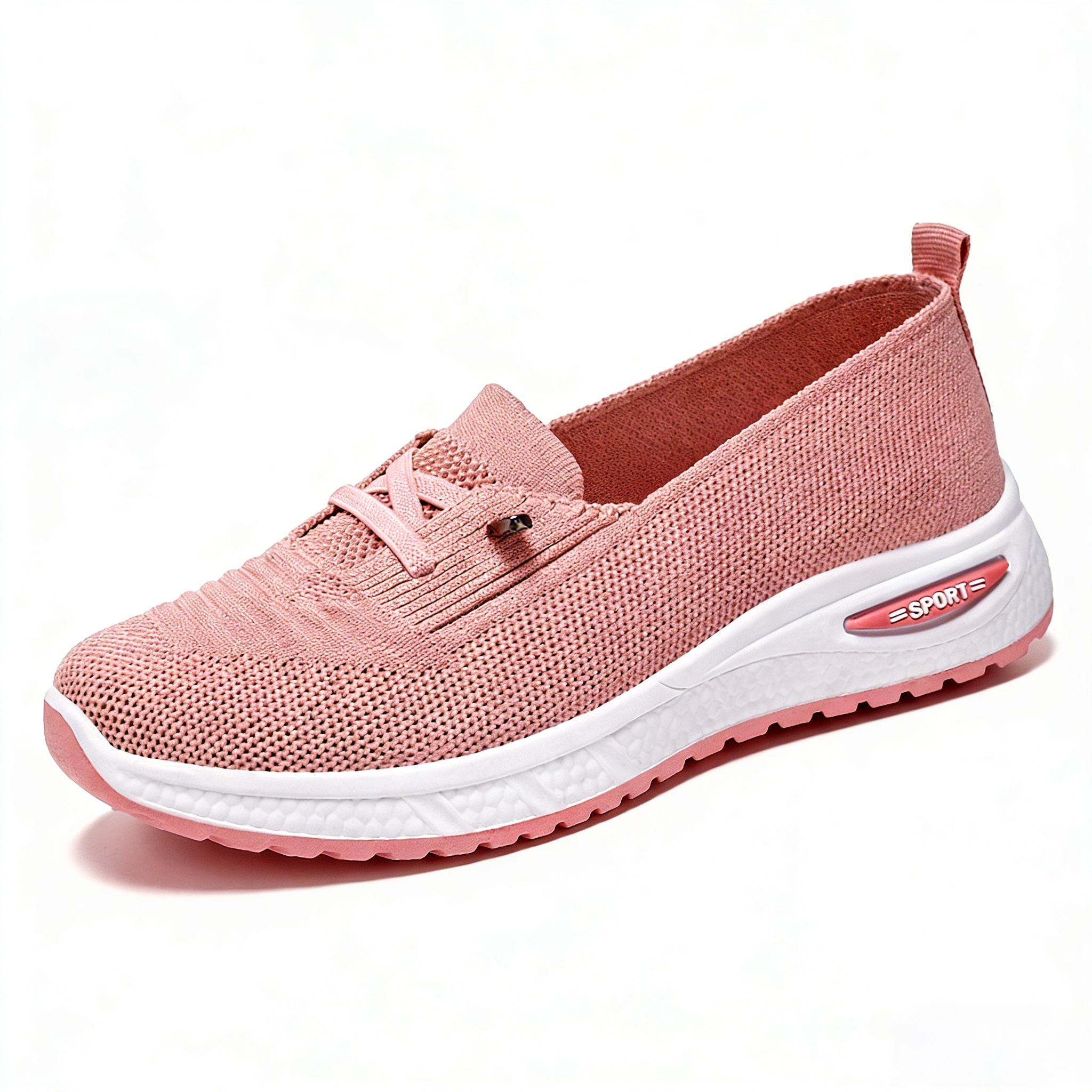 Slip On Sneakers Women Breathable Mesh Knitted Woven Low Top Walking Shoes Lightweight Wide Width Non-Slip Shoes