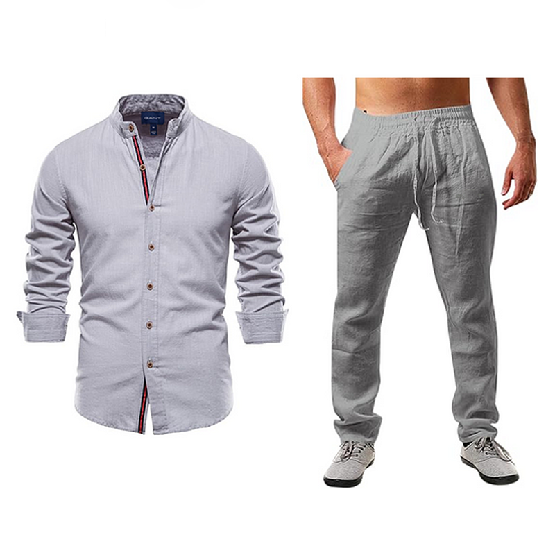 Men's casual cotton and linen suit