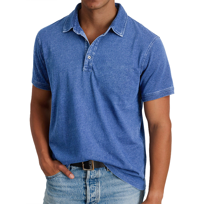 MARCO LUCA | Fashion solid color retro short-sleeved lapel polo shirt