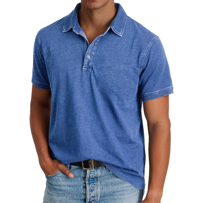 MARCO LUCA | Fashion solid color retro short-sleeved lapel polo shirt