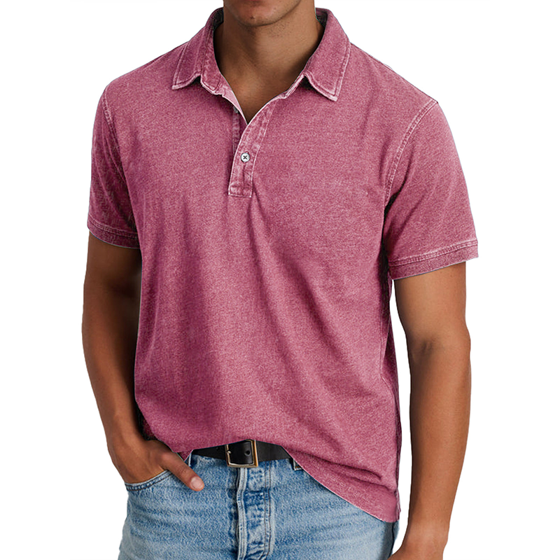 MARCO LUCA | Fashion solid color retro short-sleeved lapel polo shirt