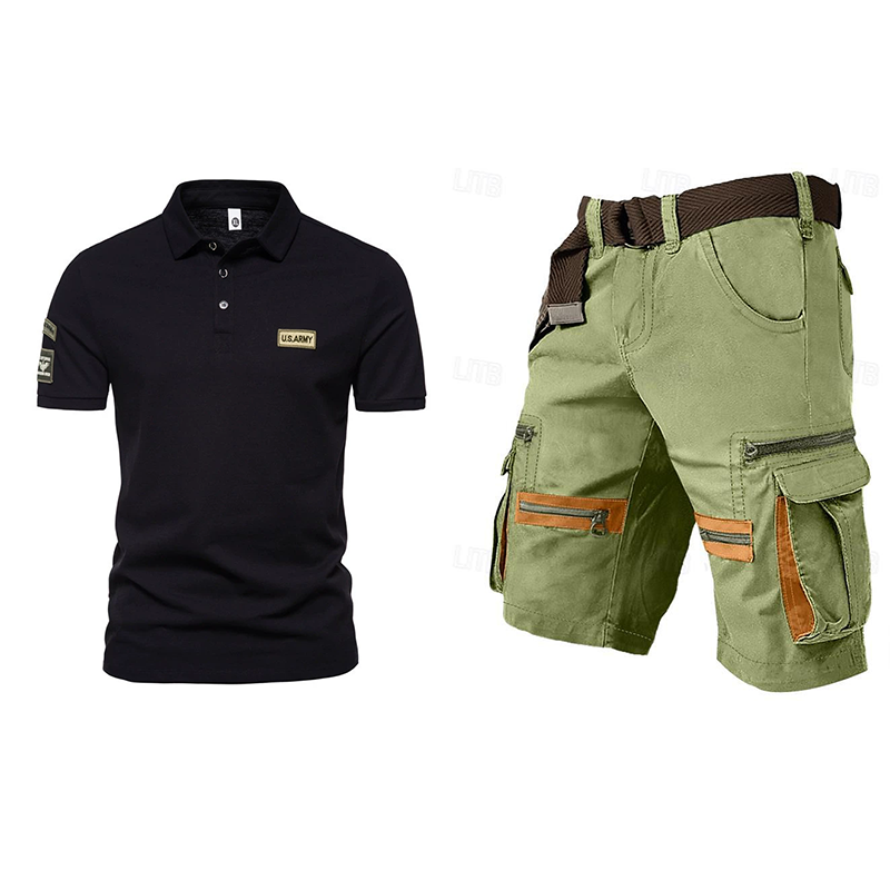 Men's outdoor multi-pocket short work suit
