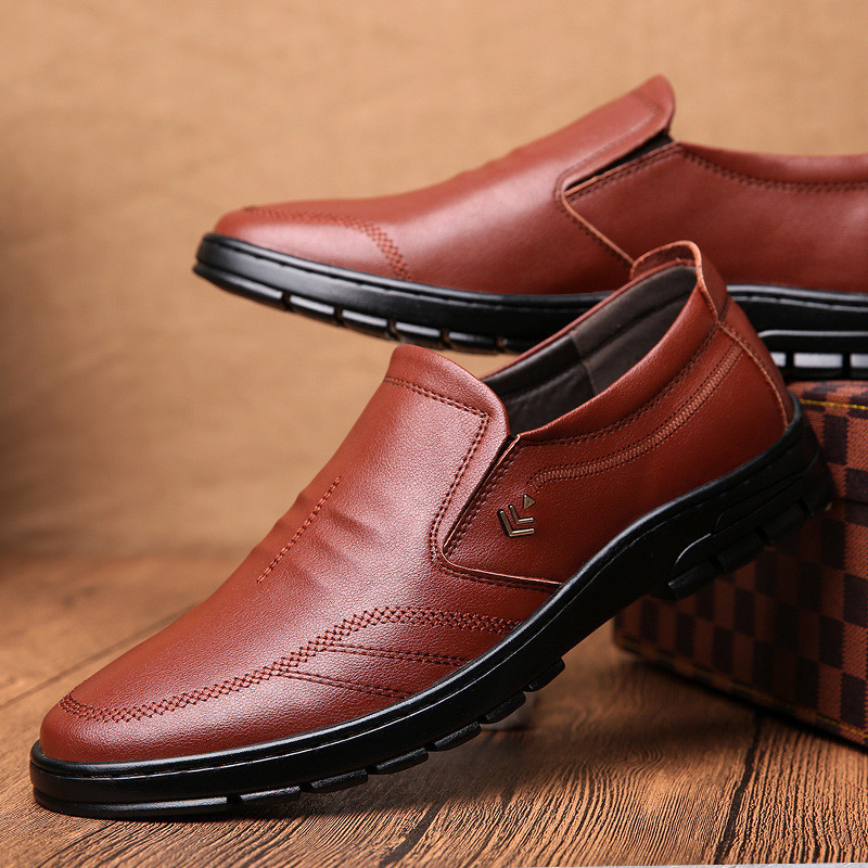 🔥Mens Genuine Leather Soft Inslole Non Slip Casual Business Shoes-caipcmall