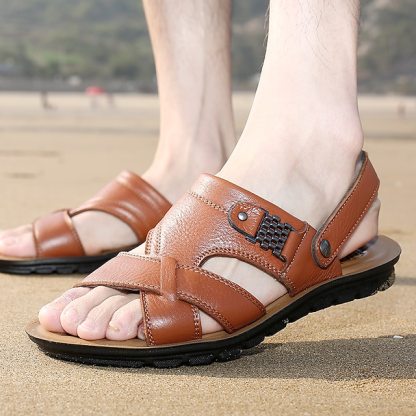 🔥Hot Sale🎁--50% OFF 🎉 Mens Casual Comfy Soft Sole Non-Slip Closed Toe Leather Sandals-caipcmall
