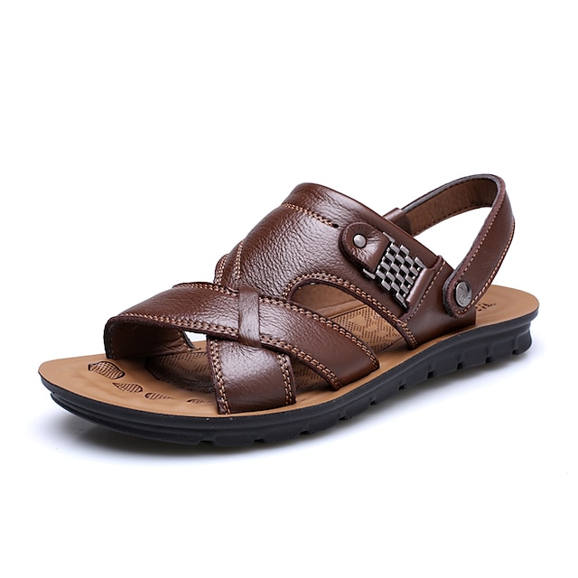 🔥Hot Sale🎁--50% OFF 🎉 Mens Casual Comfy Soft Sole Non-Slip Closed Toe Leather Sandals-caipcmall