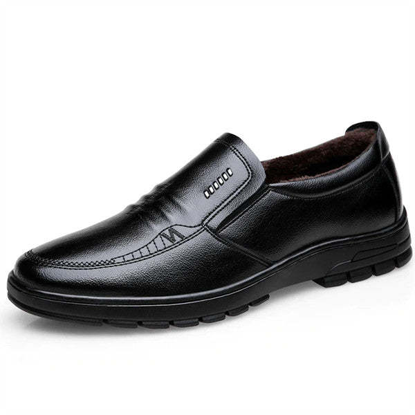 Mens Genuine Leather Soft Insole Casual Business Slip On Loafers-caipcmall