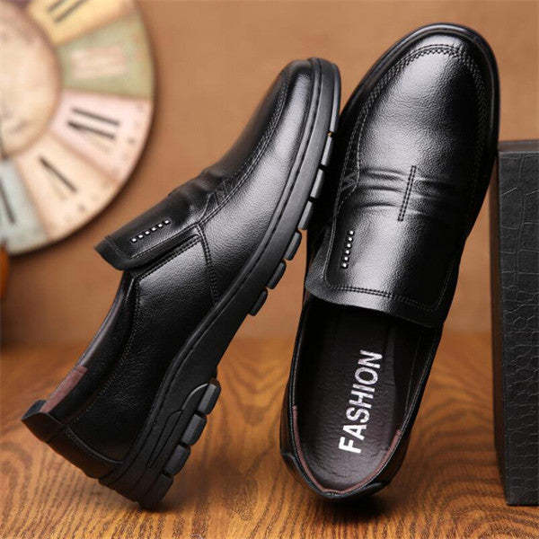 Mens Genuine Leather Soft Insole Casual Business Slip On Loafers-caipcmall