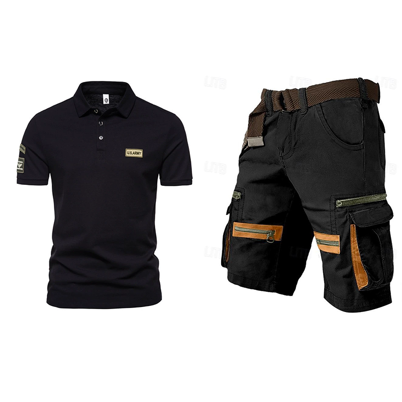 Men's outdoor multi-pocket short work suit