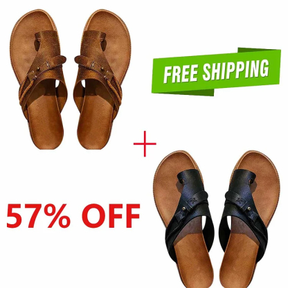 Genuine Leather Summer Ladies Orthopedic Casual Toe Separation Slippers With Arch Support