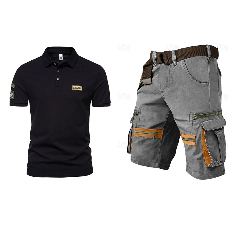 Men's outdoor multi-pocket short work suit