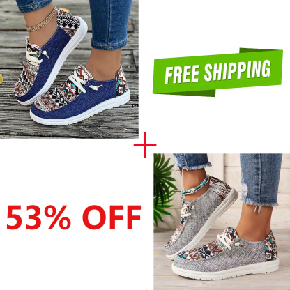 Women's Casual Comfy Tribal Pattern Canvas Shoes-caipcmall