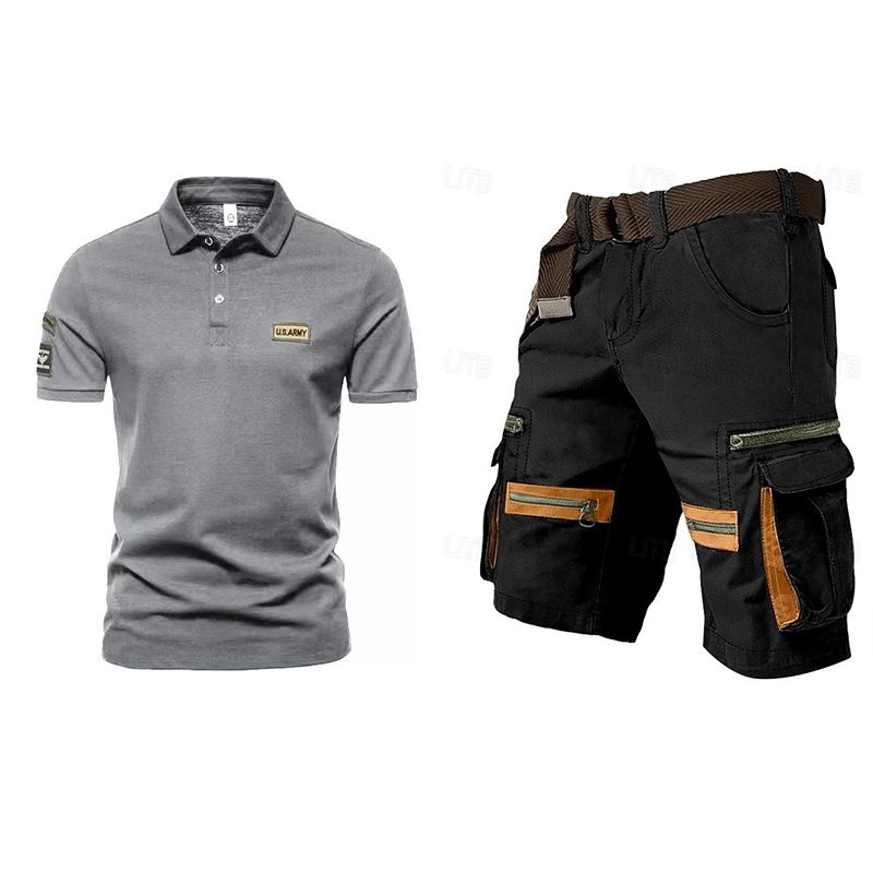 Men's outdoor multi-pocket short work suit