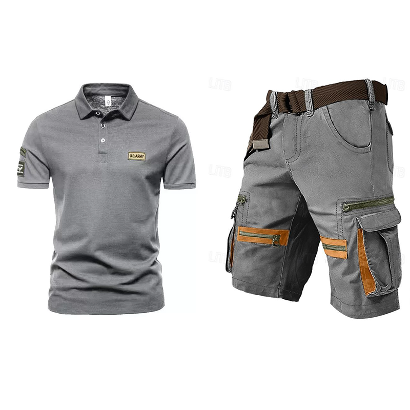 Men's outdoor multi-pocket short work suit