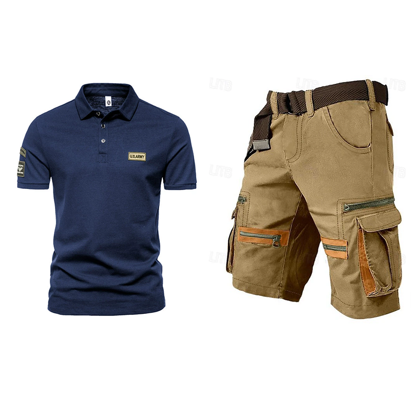 Men's outdoor multi-pocket short work suit