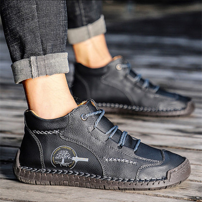 Men's Stylish Casual Comfy Soft Sole waterproof non-slip Leather Ankle Boots-caipcmall