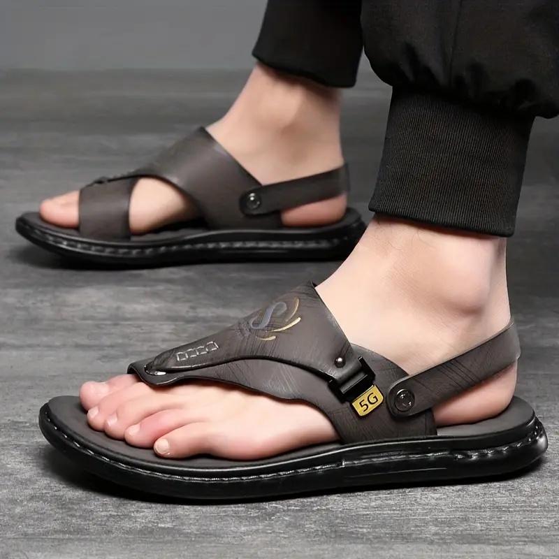 🔥LAST DAY 50% OFF - Men's Large Size Soft Leather Breathable Outdoor Beach Sandals Slippers-caipcmall