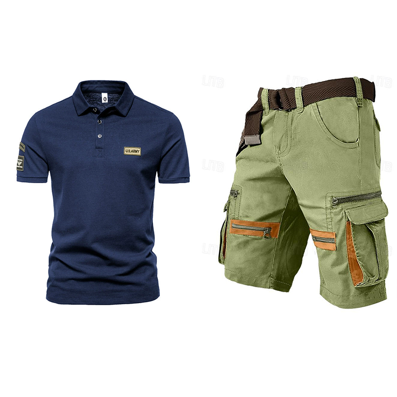 Men's outdoor multi-pocket short work suit