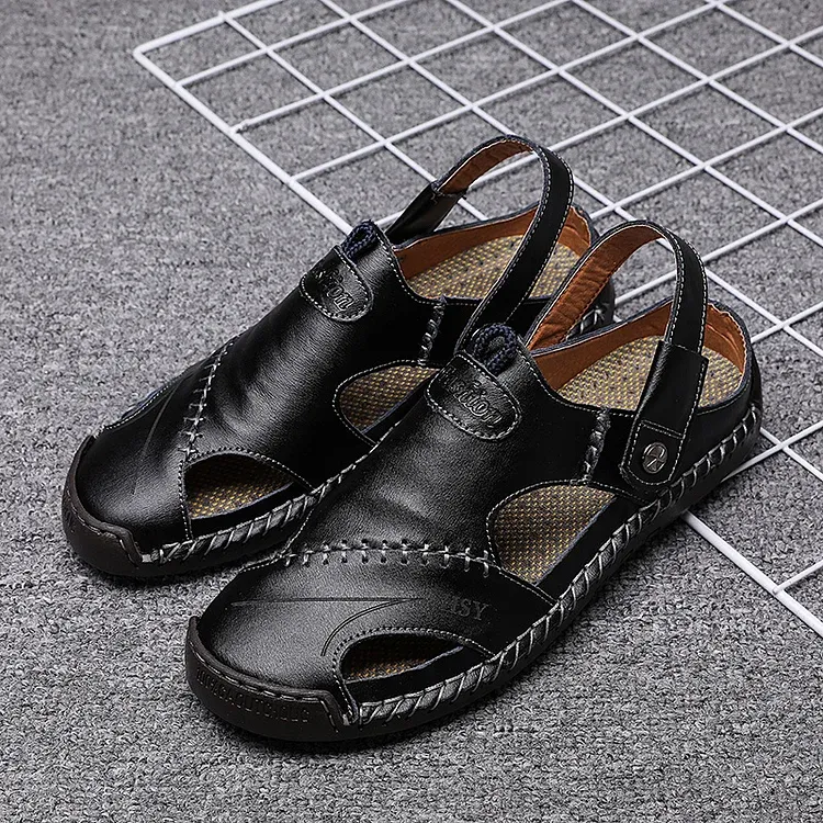 🔥On This Week Sale 70% OFF🔥Mens Casual Comfy Leather Slip On Sandals, Comfy Orthopedic Walking Shoes-caipcmall