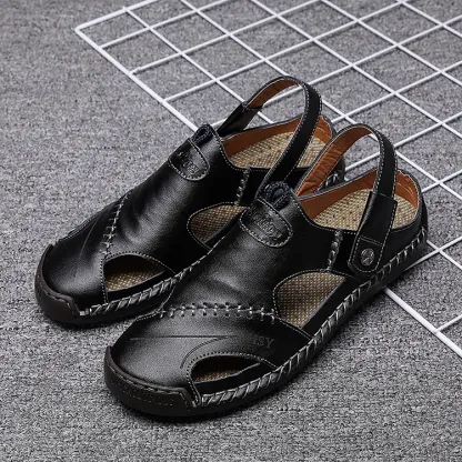 🔥On This Week Sale 70% OFF🔥Mens Casual Comfy Leather Slip On Sandals, Comfy Orthopedic Walking Shoes-caipcmall