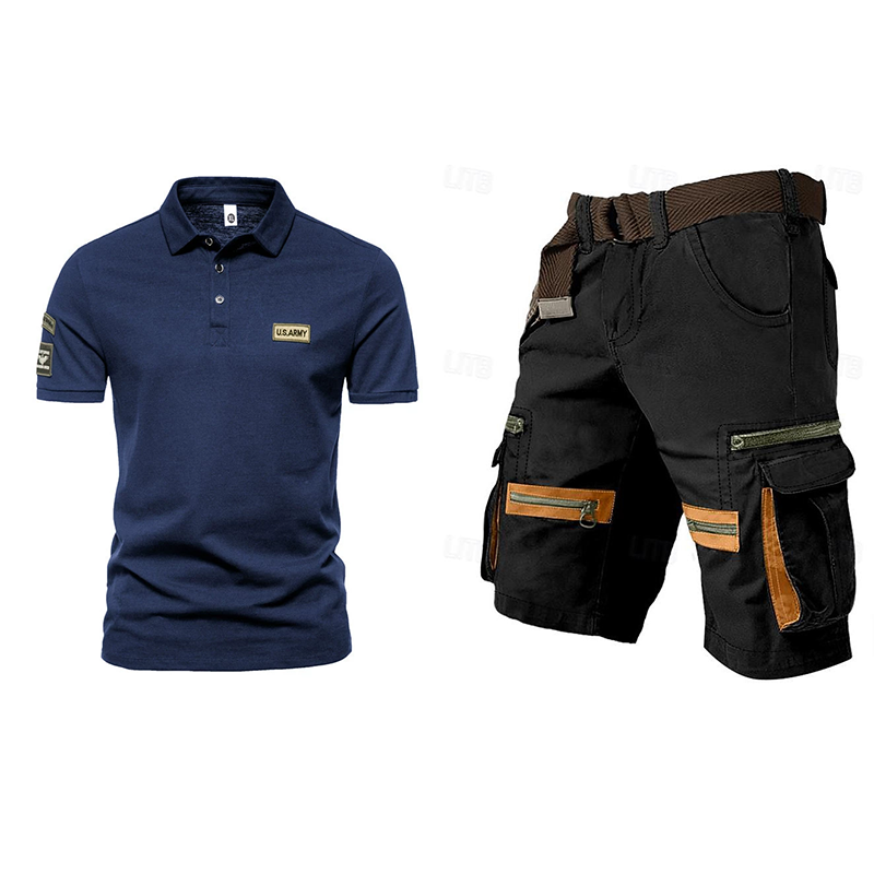Men's outdoor multi-pocket short work suit