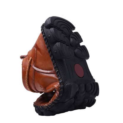 Mens Hand Stitching Non-Slip Soft Sole Genuine Leather Ankle Chukka Boots-caipcmall