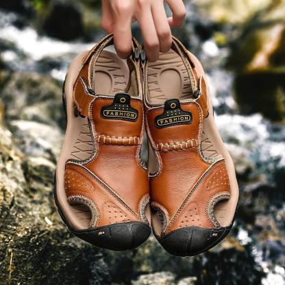 Men's Summer Breathable Leather Casual Outdoor Beach Sandals-caipcmall
