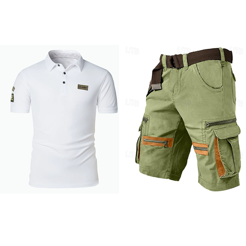 Men's outdoor multi-pocket short work suit