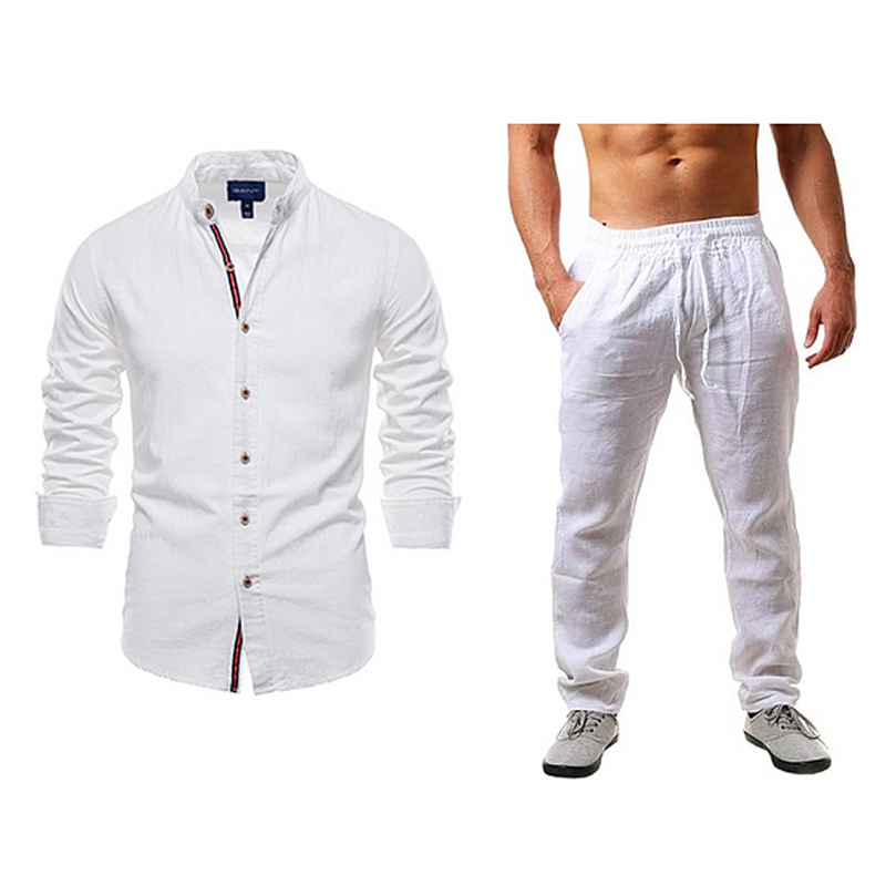 Men's casual cotton and linen suit