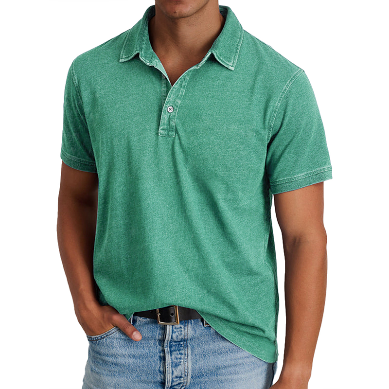 MARCO LUCA | Fashion solid color retro short-sleeved lapel polo shirt