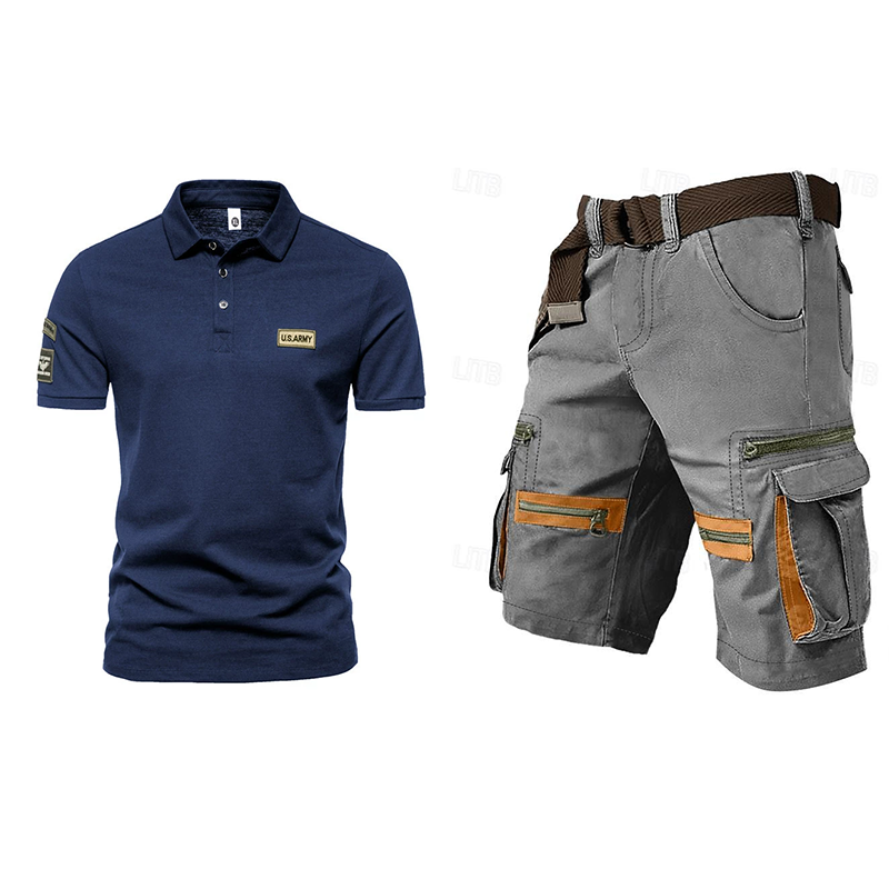 Men's outdoor multi-pocket short work suit