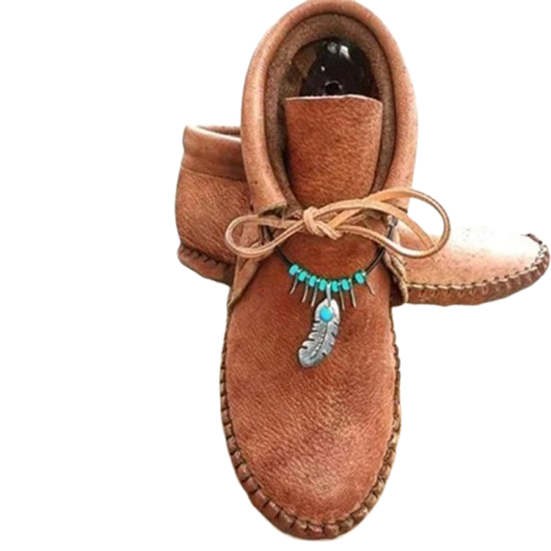 2022 Women Cowhide Leather Flat Heel Boots