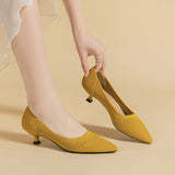 Orthoture's Casual Knit Kitten Heel Pumps for Women-caipcmall