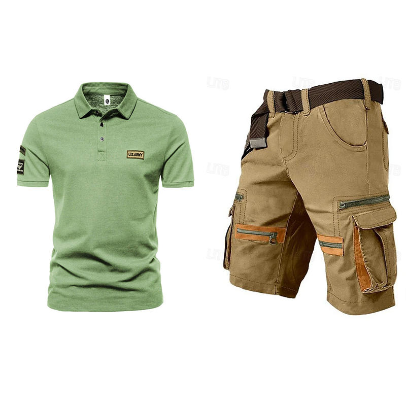 Men's outdoor multi-pocket short work suit