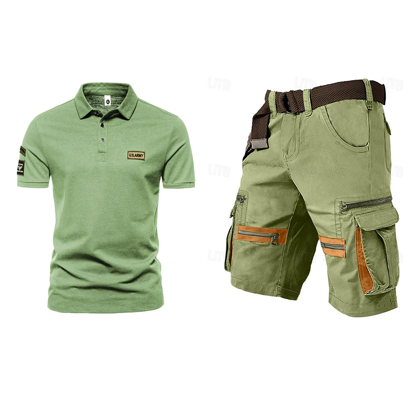 Men's outdoor multi-pocket short work suit