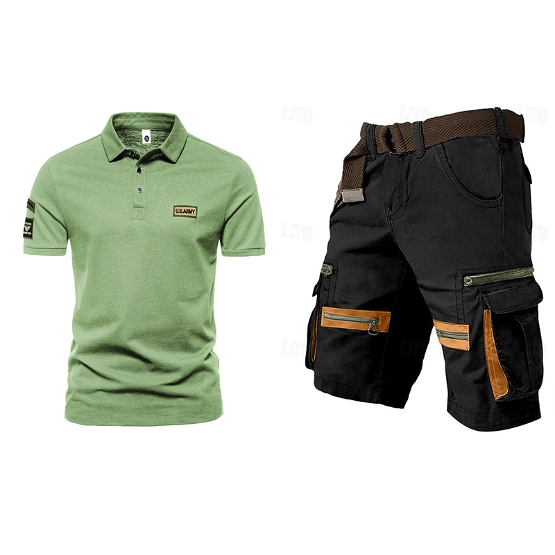Men's outdoor multi-pocket short work suit