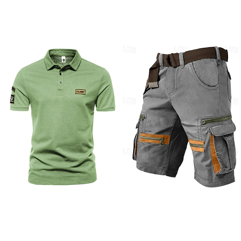 Men's outdoor multi-pocket short work suit
